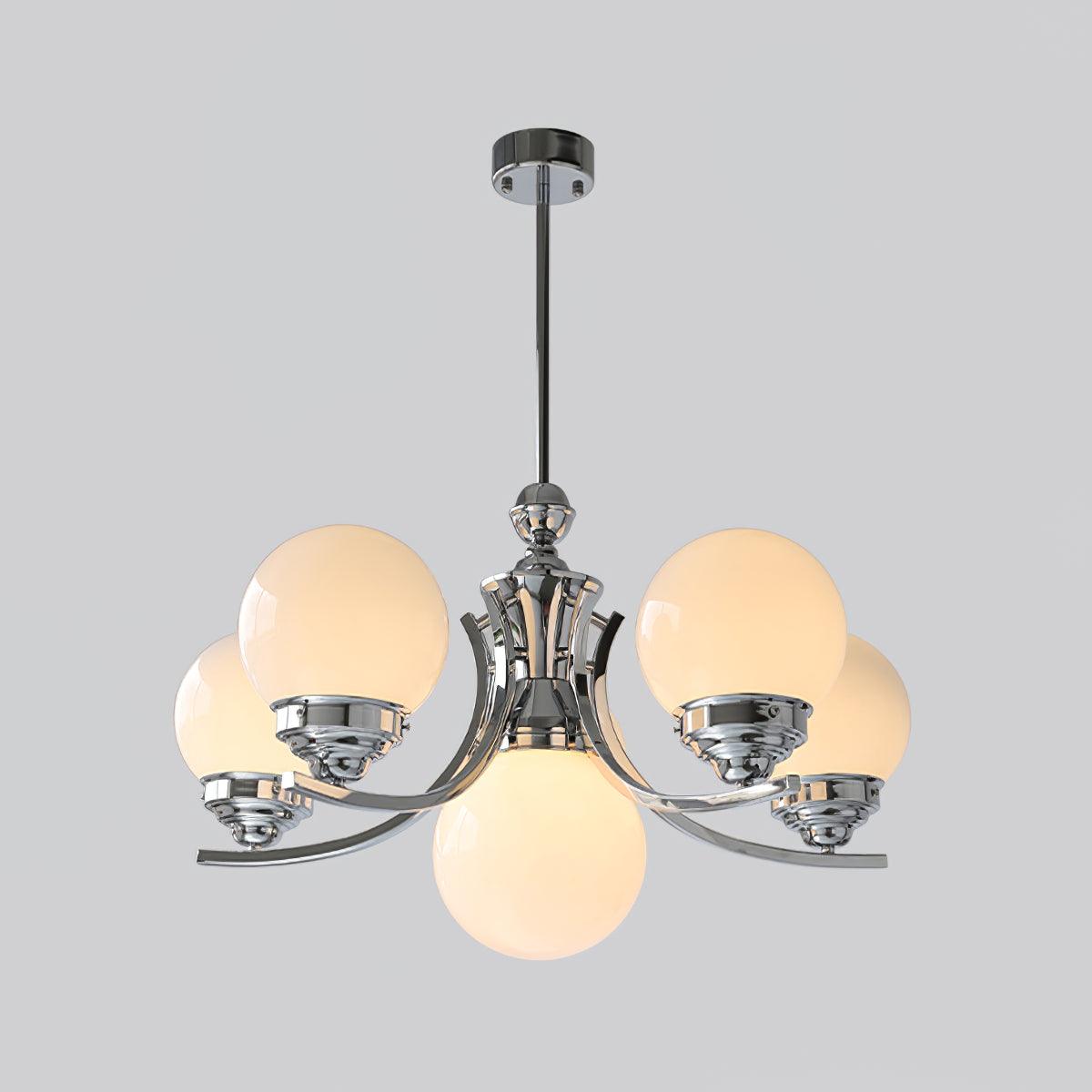 Dewdrop Globe Chandelier 6 heads A ? 21.7″ x H 17.7″ / Dia 55cm x H 45cm / Chrome + White Chandelier
