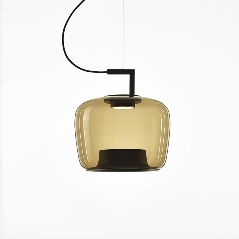 Doppelte Pendant Lamp Model B ∅ 13.8″ x H 14.4″ / Dia 35cm x H 36.5cm / Black & Amber / Warm Light Pendant light