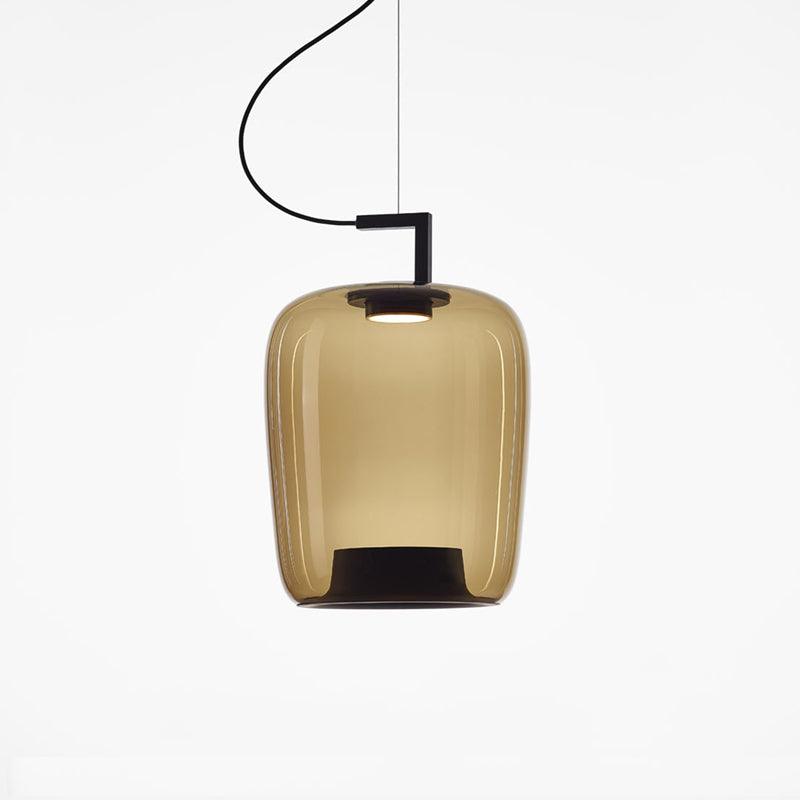 Doppelte Pendant Lamp Model C ∅ 14.2″ x H 20.5″ / Dia 36cm x H 52cm / Black & Amber / Warm Light Pendant light