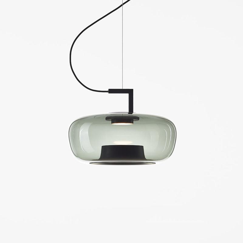 Doppelte Pendant Lamp Model A ∅ 17.3″ x H 12″ / Dia 44cm x H 30.5cm / Black & Green / Warm Light Pendant light