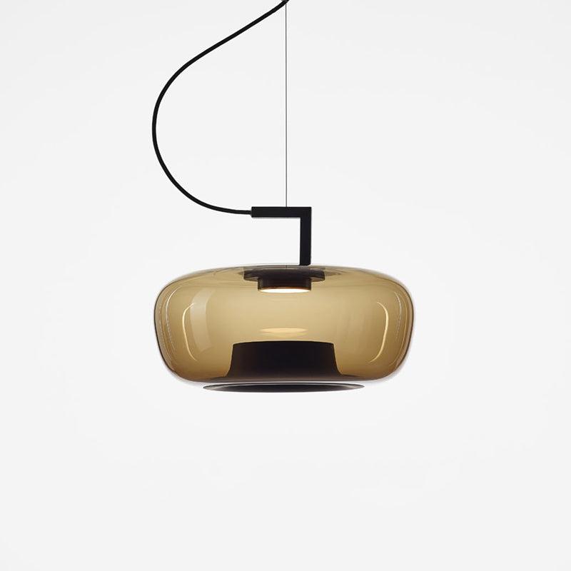 Doppelte Pendant Lamp Model A ∅ 17.3″ x H 12″ / Dia 44cm x H 30.5cm / Black & Amber / Warm Light Pendant light