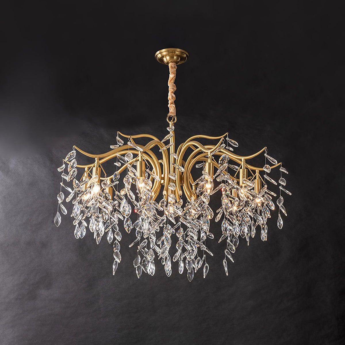 Dorale Chandelier 11 heads ? 43.4″ x H 25.5″/ Dia 100cm x H 70cm / Brass & Clear Chandelier