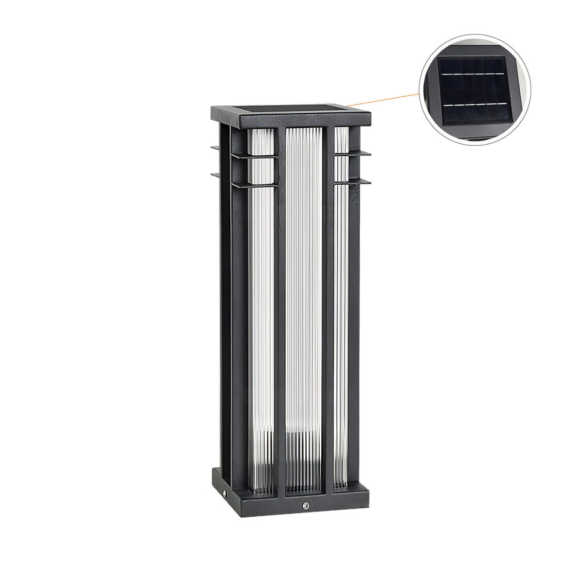 Double Axis Outdoor Post Lamp L 6.3″ x W 6.3″ x H 17.7″ / L 16cm x W 16cm x H 45cm / Model B: Solar-Powered Version