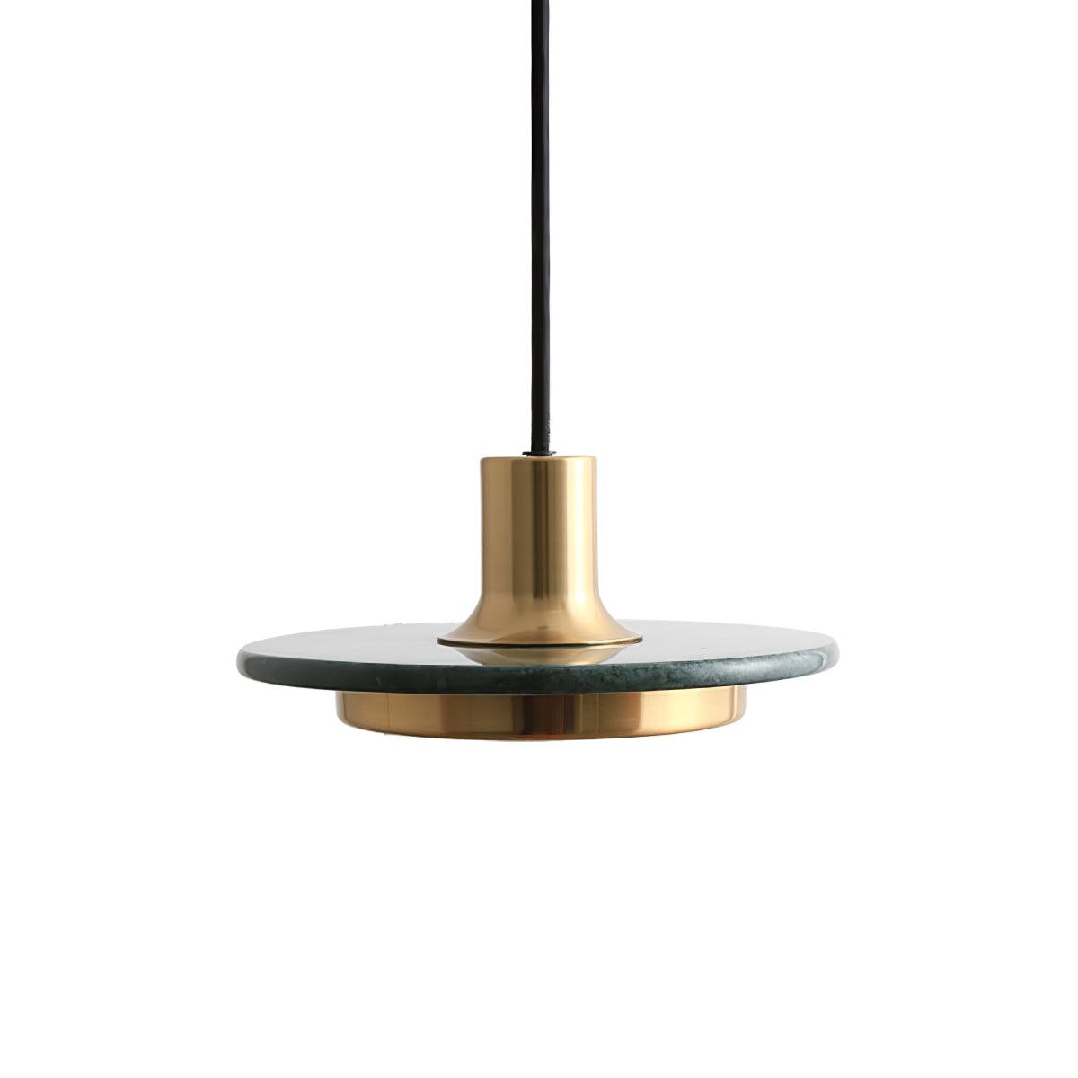 Double Circle Pendant Light ∅ 7.9″ x H 3.5″ / Dia 20cm x H 9m / Gold & Green Marble / Warm Light Pendant light