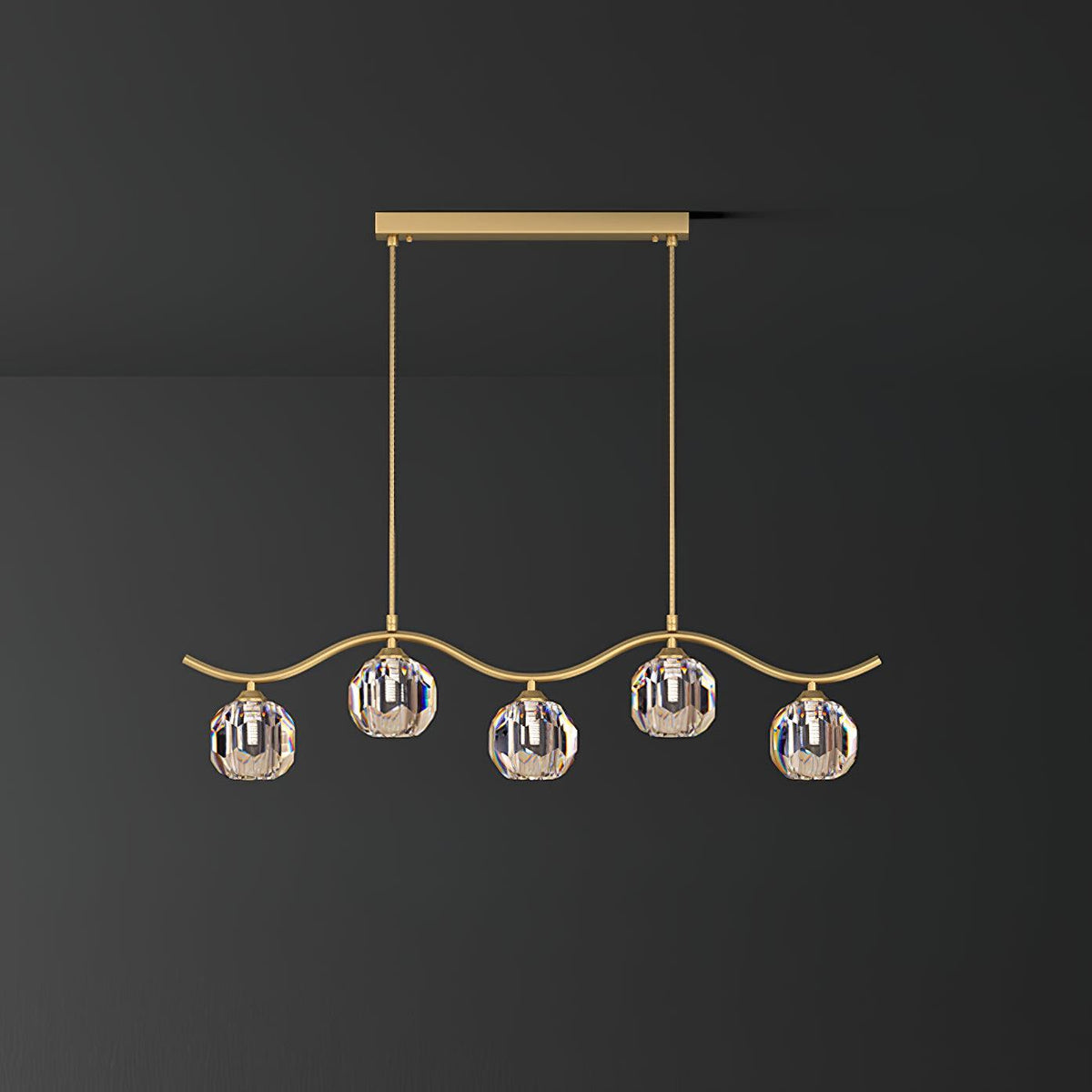 Eara Crystal Chandelier ? 33.4″ x H 5.1″ / L 85cm x H 13cm / Brass Chandelier