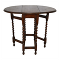 Early 20th Century Oak Gate Leg Table with Barley Twist Legs