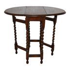 Early 20th Century Oak Gate Leg Table with Barley Twist Legs
