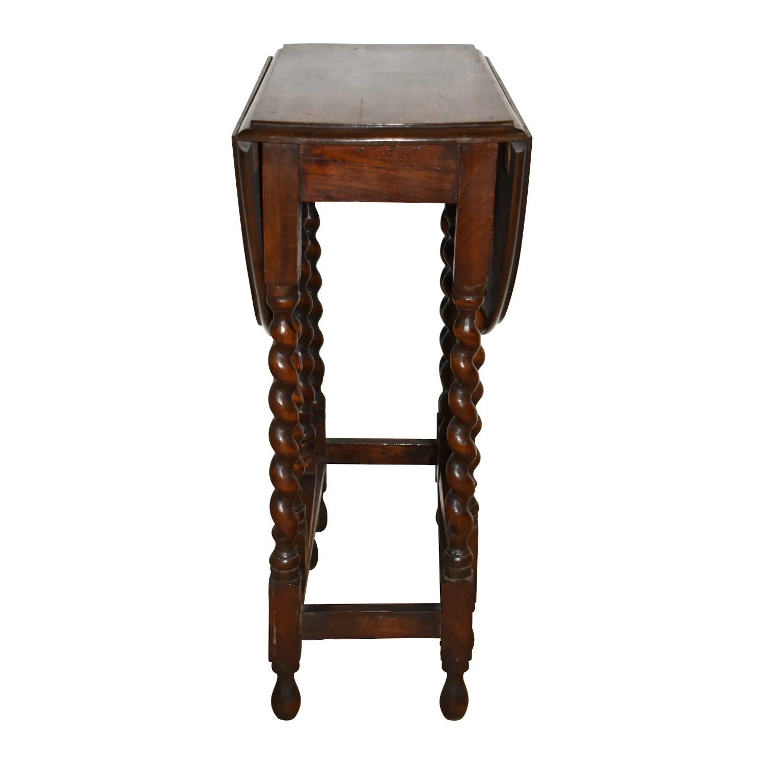 Early 20th Century Oak Gate Leg Table with Barley Twist Legs