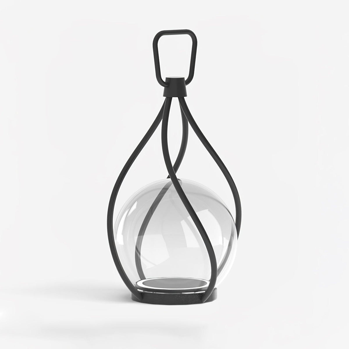 Eclisse Orb Lantern Rechargeable Table lamp ? 3.9″ x H 9.8″ / Dia 10cm x H 25cm / Black & Clear Glass / Warm Light