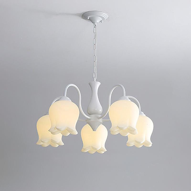 Elegant Lilium Chandelier 5 Heads ? 23.6″ x H 13.8″ / Dia 60cm x H 35cm / White & White Chandelier