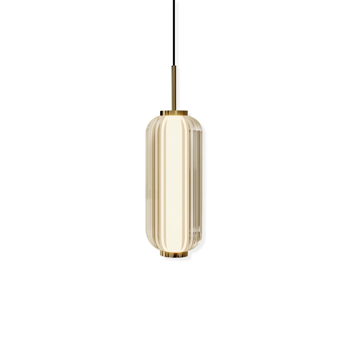 Elma Linear Pendant Lamp ∅ 4.7″ x H 12.2″ / Dia 12cm x H 31cm / Gold & Clear & White / Warm Light Pendant light