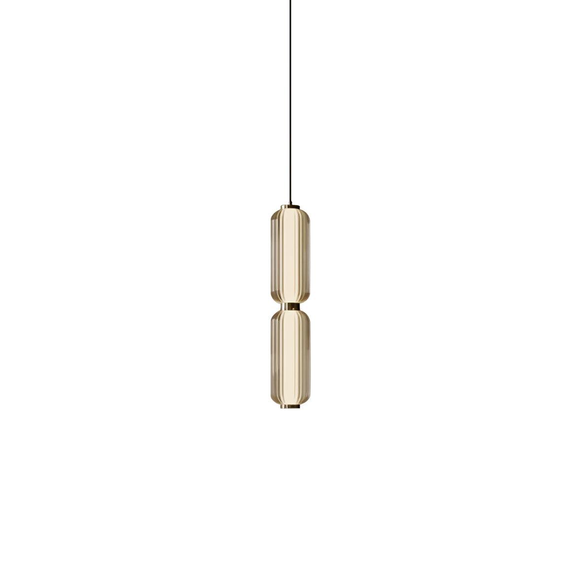 Elma Linear Pendant Lamp ∅ 4.7″ x H 23.6″ / Dia 12cm x H 60cm / Gold & Clear & White / Warm Light Pendant light