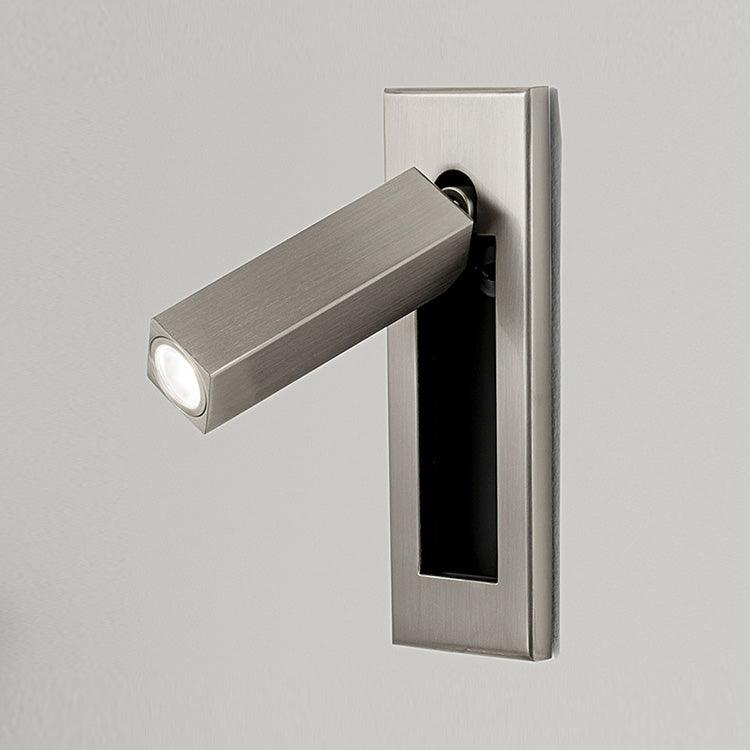 Embedded Bedside Sconce Dia 5cm x H 15.5cm square (Hidden switch) / Nickel / Warm White Wall lamp
