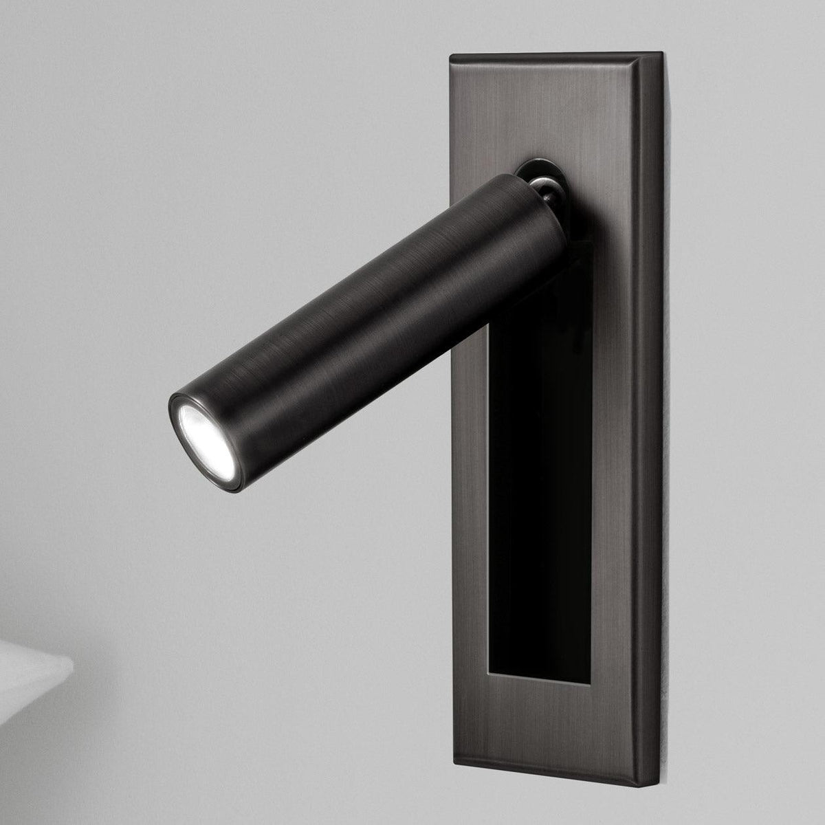 Embedded Bedside Sconce Dia 5cm x H 15.5cm cylinder (Hidden switch) / Matt Black / Warm White Wall lamp