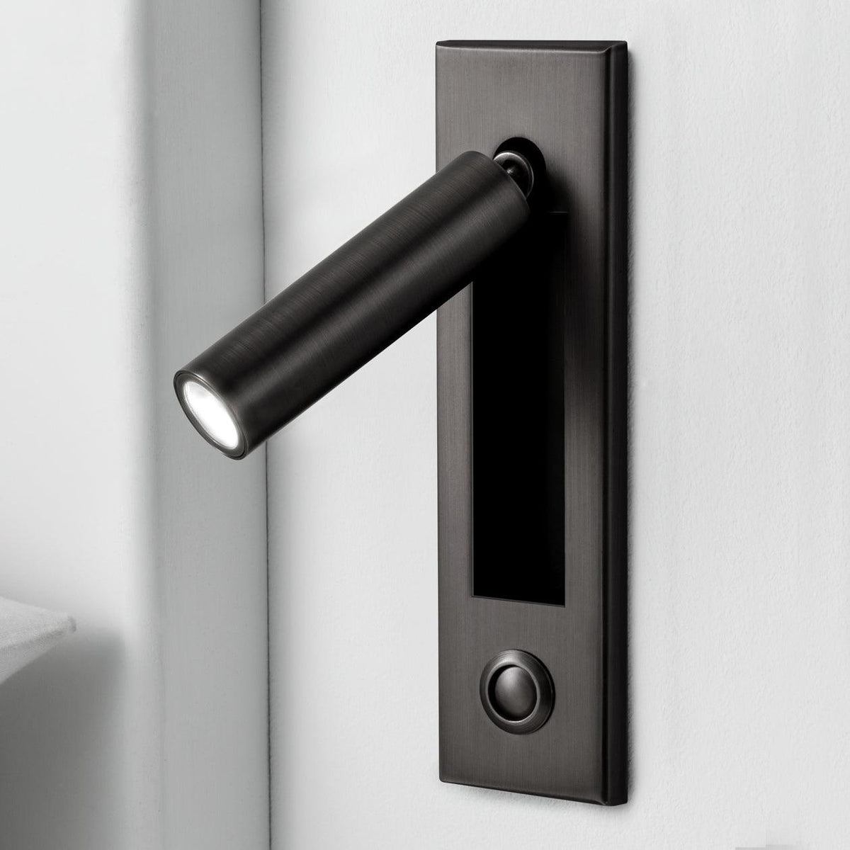 Embedded Bedside Sconce Dia 5cm x H 17.8cm cylinder (Button switch) / Matt Black / Warm White Wall lamp