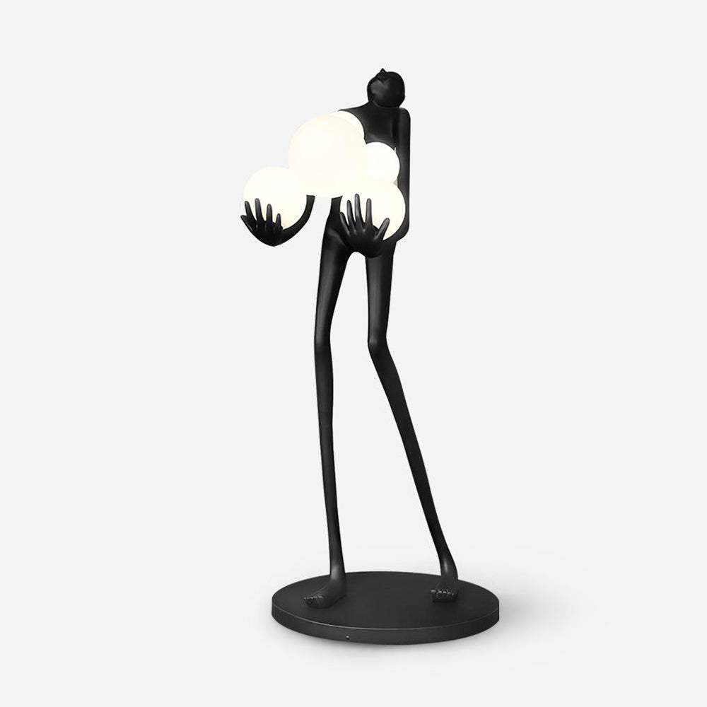 Embrace Sculpture Floor Lamp ? 22.8″ x H 63″ / Dia 58cm x H 160cm / Black & White glass ball / US Plug Floor lamp