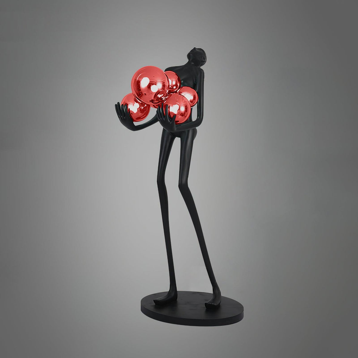 Embrace Sculpture Floor Lamp ? 22.8″ x H 63″ / Dia 58cm x H 160cm / Black & Red glass ball / US Plug Floor lamp