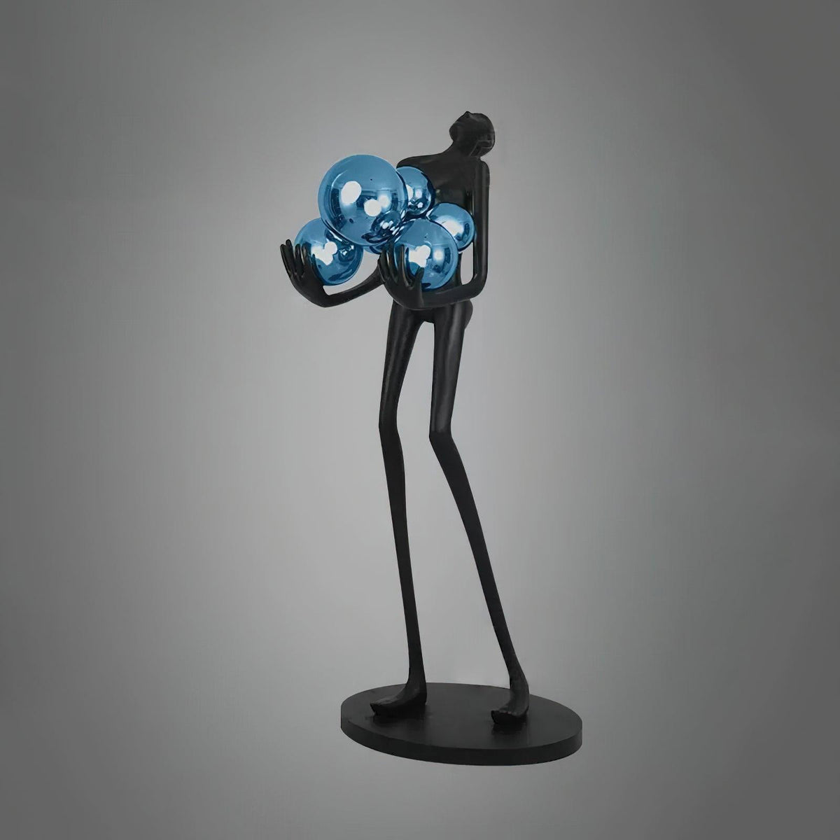 Embrace Sculpture Floor Lamp ? 22.8″ x H 63″ / Dia 58cm x H 160cm / Black & Blue glass ball / US Plug Floor lamp