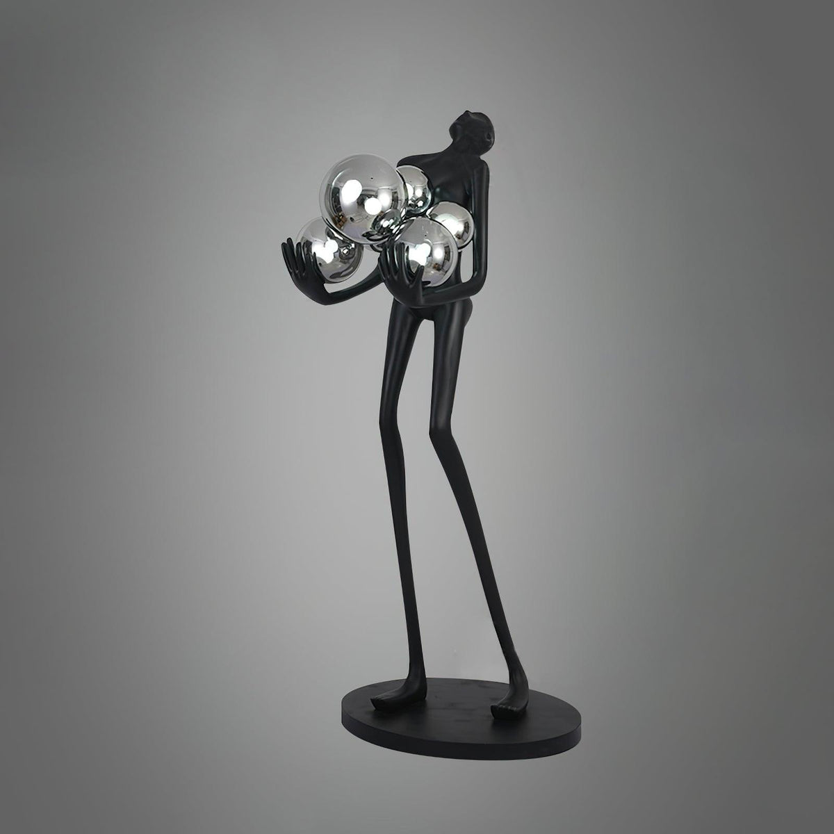 Embrace Sculpture Floor Lamp ? 22.8″ x H 63″ / Dia 58cm x H 160cm / Black & Silver glass ball / US Plug Floor lamp