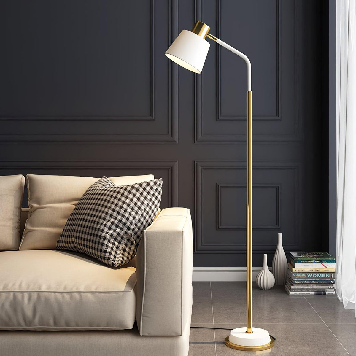Emmental Floor Lamp ? 17.3″ x H 60.2″ / Dia 44cm x H 155m / Gold + White / US plug Floor lamp