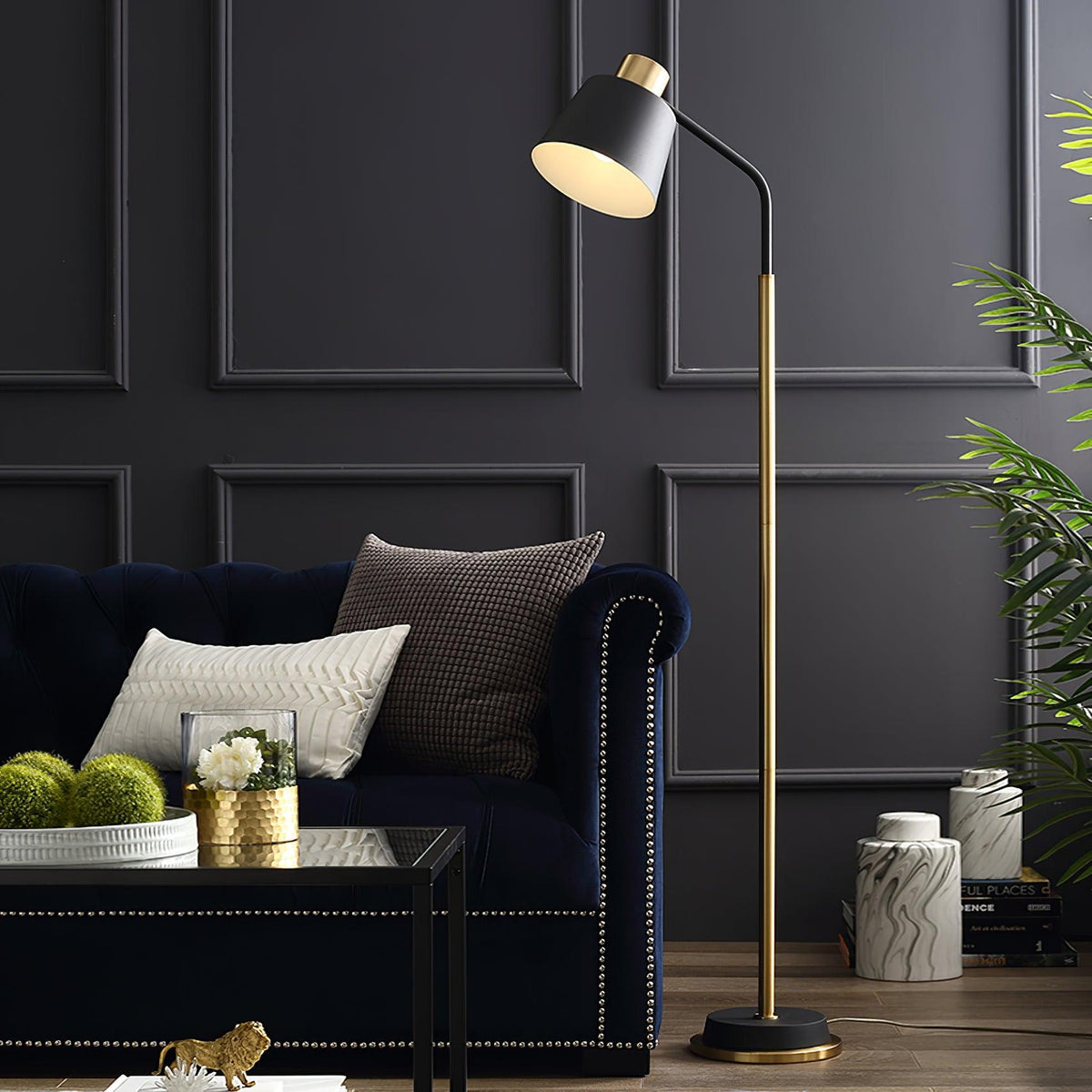 Emmental Floor Lamp ? 17.3″ x H 60.2″ / Dia 44cm x H 155m / Gold + Black / US plug Floor lamp