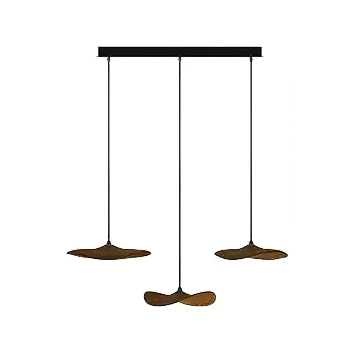 Empty Leaf Chandelier 3Heads L 33.5’’ x H 9.8’’ / Walnut Color / Warm Light Chandelier