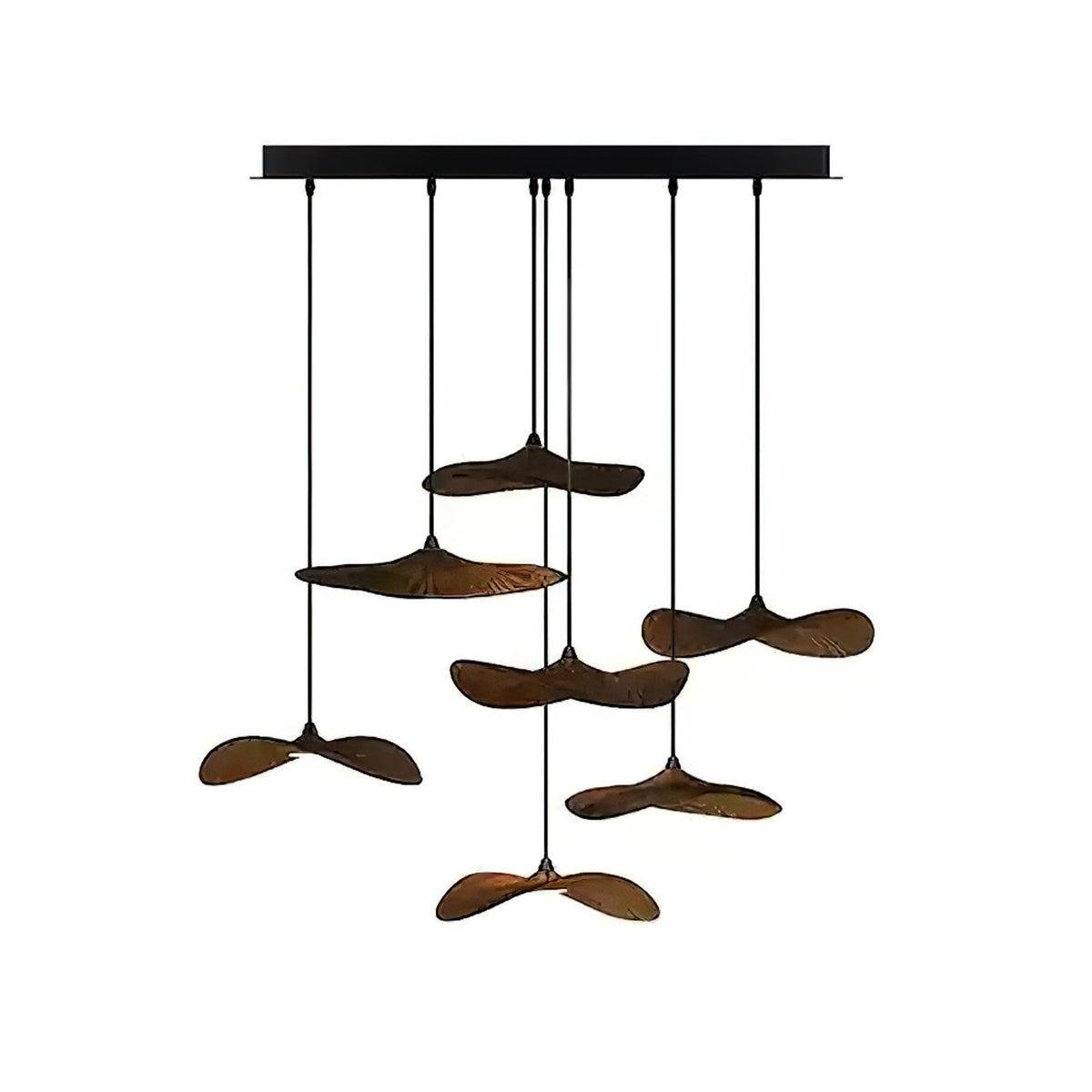 Empty Leaf Chandelier 7Heads ? 31.5’’ x H 21.7’’ / Walnut Color / Warm Light Chandelier