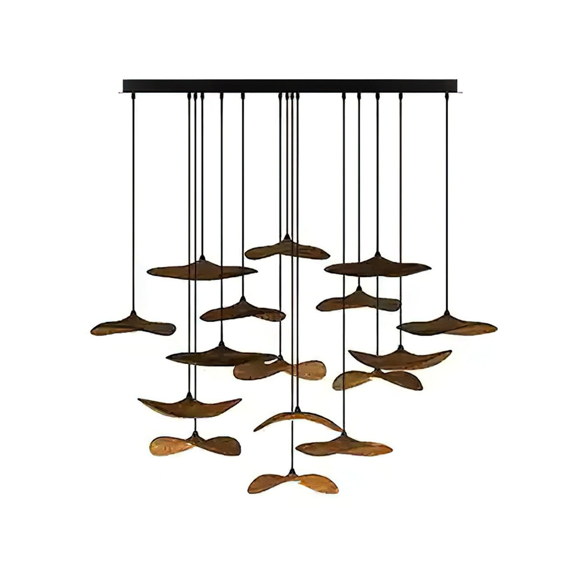 Empty Leaf Chandelier 16Heads ? 47.2’’ x H 29.5’’ / Walnut Color / Warm Light Chandelier