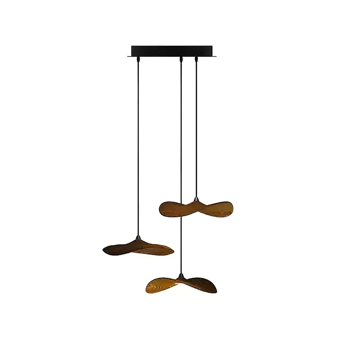 Empty Leaf Chandelier 3Heads ? 18.9’’ x H 13.8’’ / Walnut Color / Warm Light Chandelier