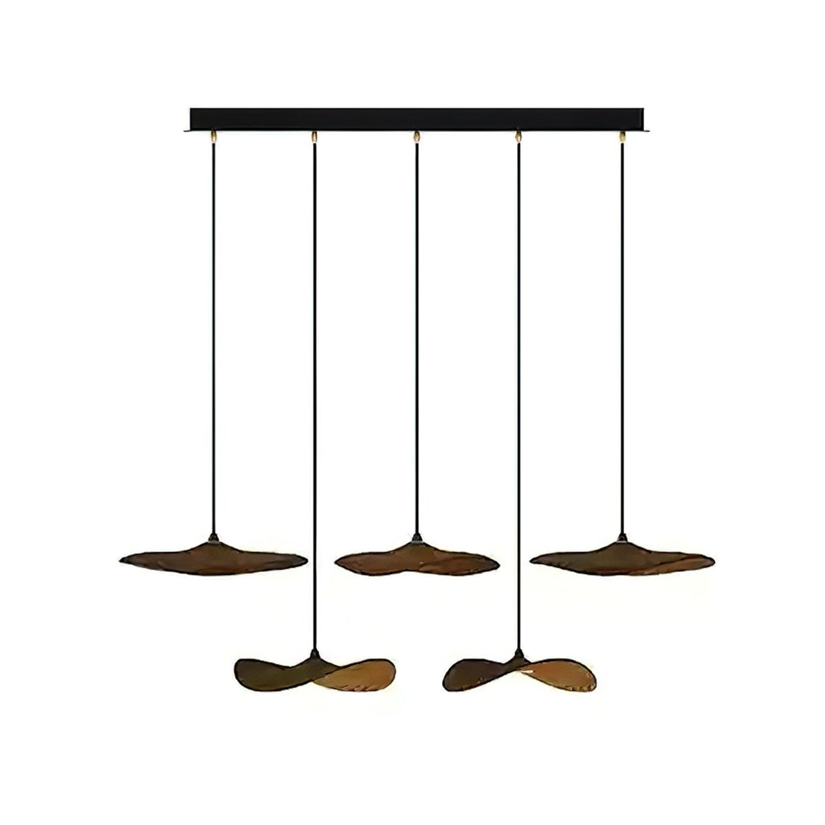 Empty Leaf Chandelier 5Heads L 39.4’’ x H 9.8’’ / Walnut Color / Warm Light Chandelier
