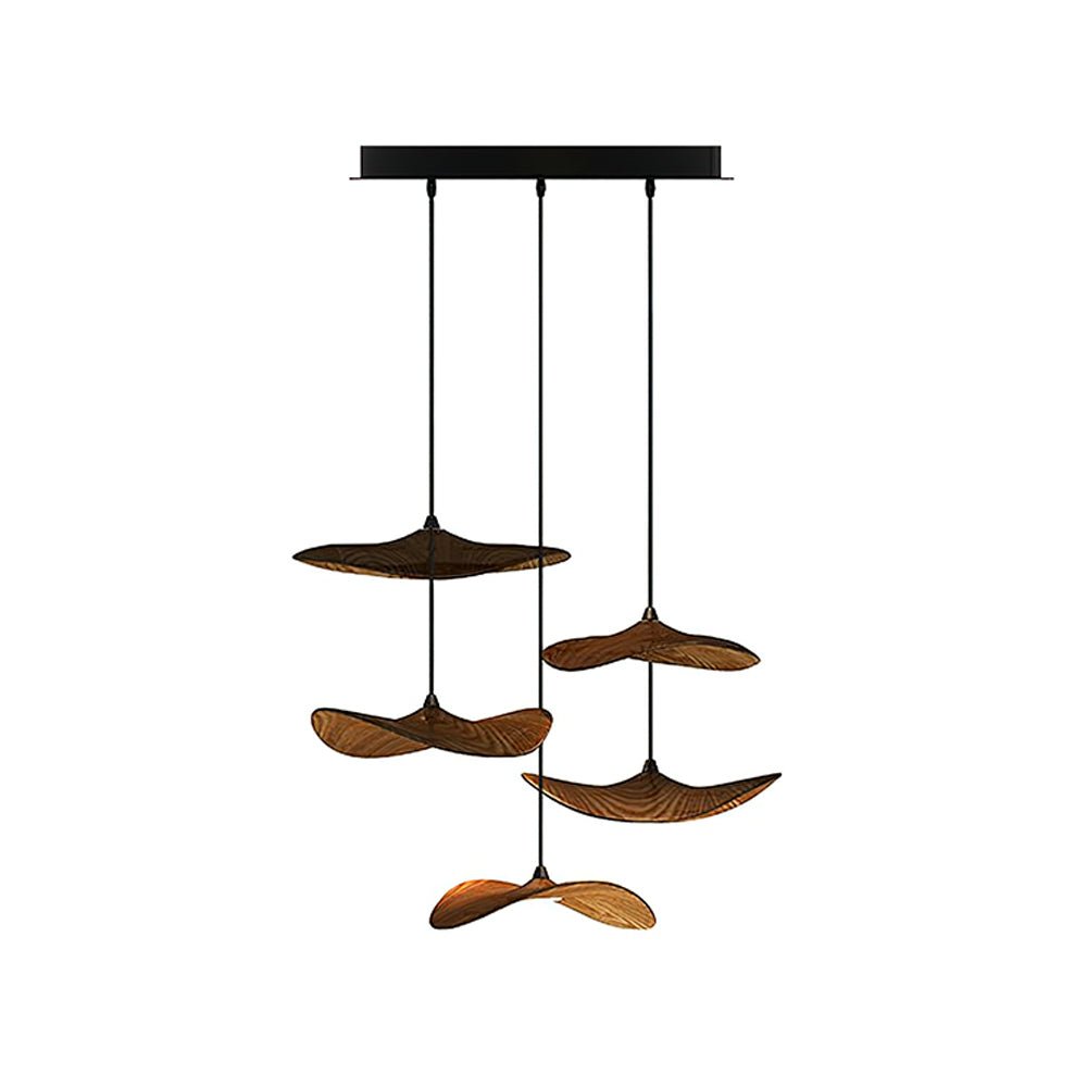 Empty Leaf Chandelier 5Heads ? 21.7’’ x H 18.9’’ / Walnut Color / Warm Light Chandelier