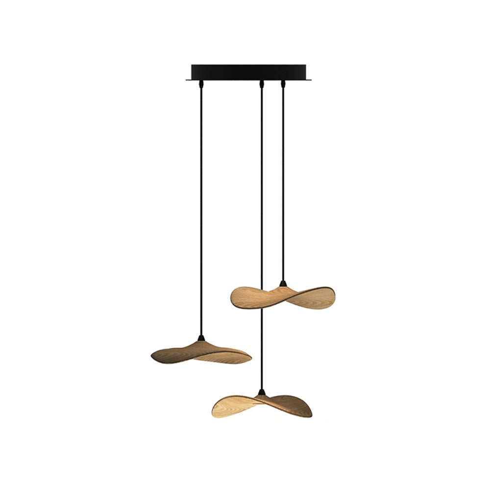 Empty Leaf Chandelier 3Heads ? 18.9’’ x H 13.8’’ / Wood Color / Warm Light Chandelier