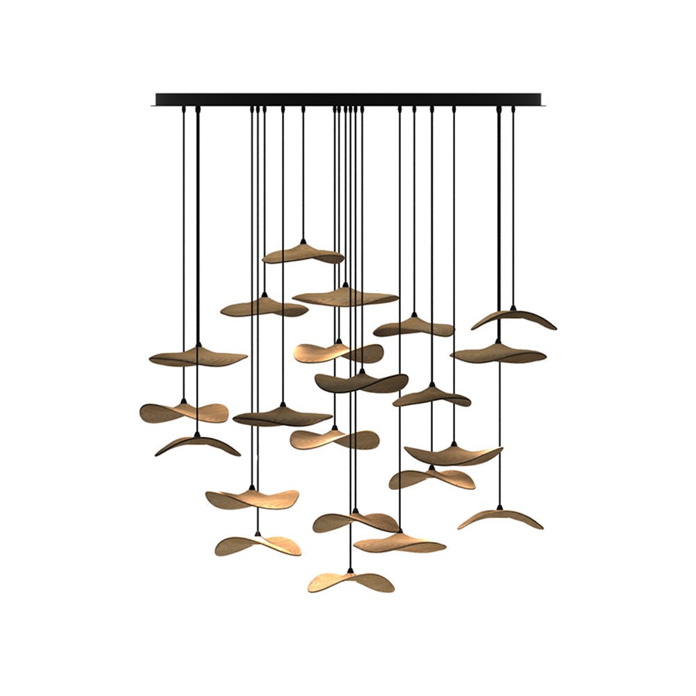 Empty Leaf Chandelier 22Heads ? 51.2’’ x H 42.5’’ / Wood Color / Warm Light Chandelier