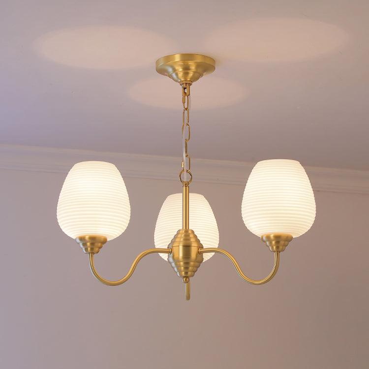 Endon Alton Chandelier 3 heads ∅ 24.8″ x H 10.2″ / Dia 63cm x H 26cm / Brass + White Chandelier