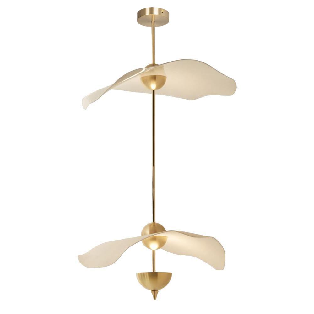 Envolee Double Biscuit Pendant Light ? 23.6’’ x H 27.5’’ / Dia 60cm x H 70cm / Gold & White / Warm Light Pendant light
