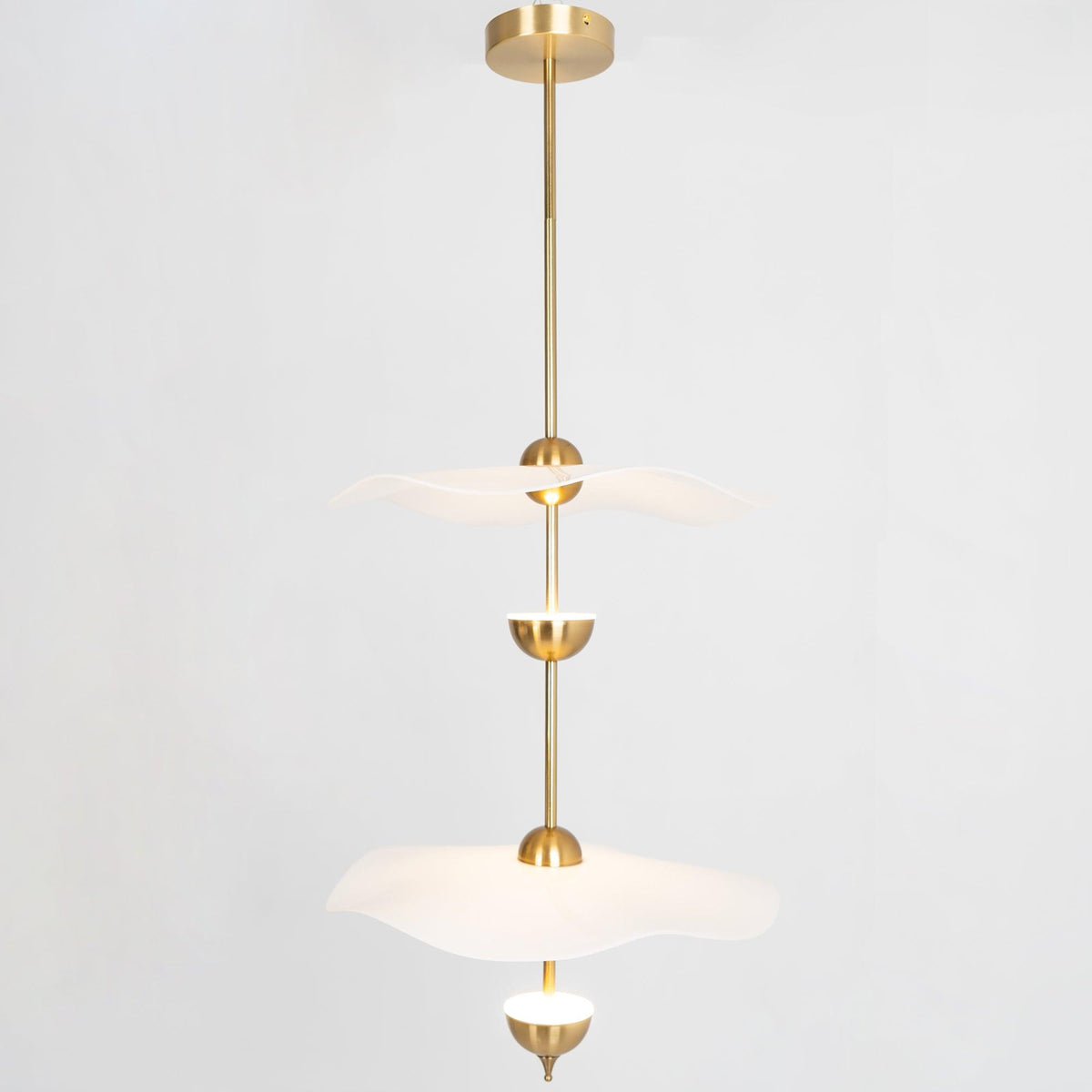 Envolee Double Biscuit Pendant Light ? 15.7″ x H 27.5″ / Dia 40cm x H 70cm / Gold & White / Warm Light Pendant light