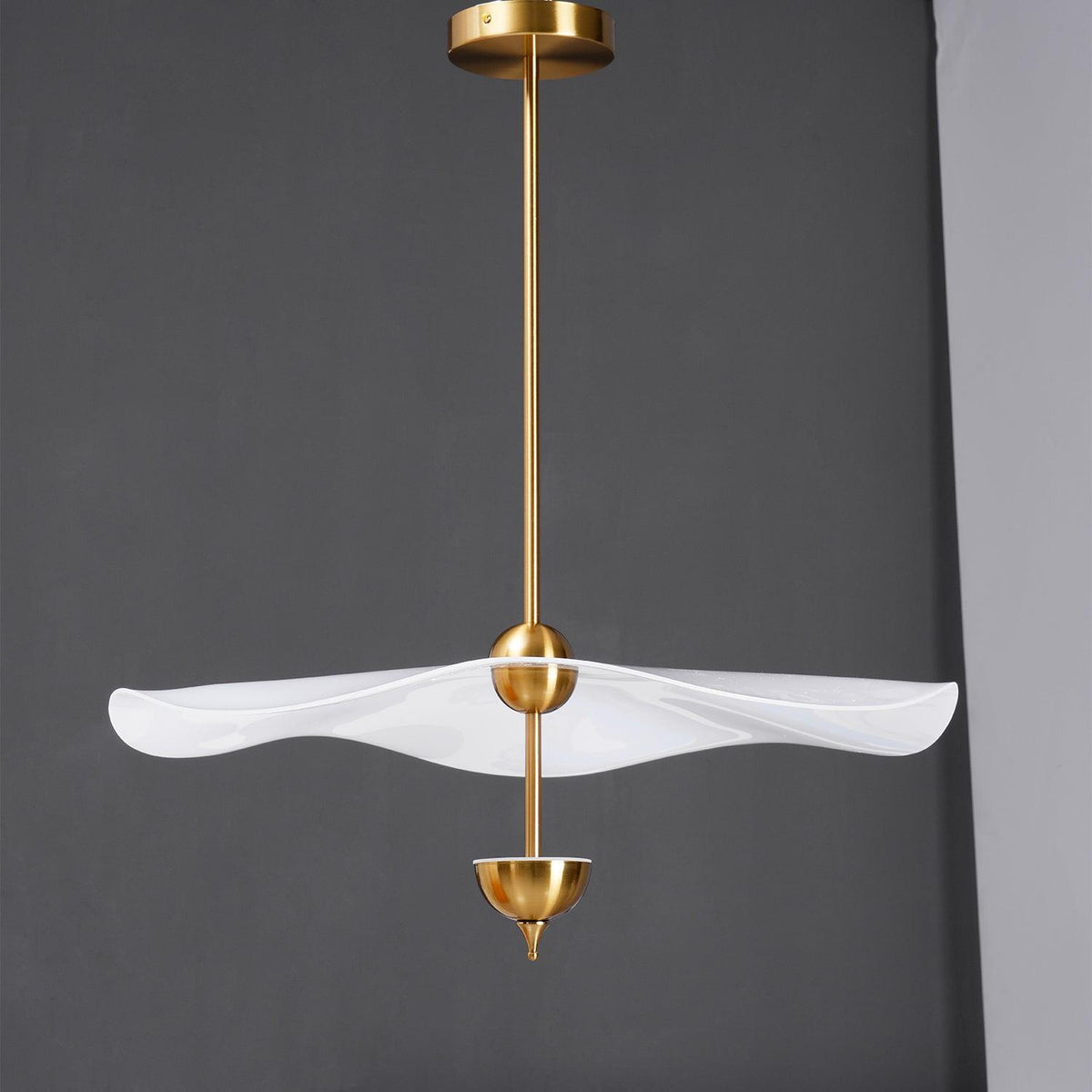 Envolee Double Biscuit Pendant Light ? 23.6’’ x H 23.6’’ / Dia 60cm x H 60cm / Gold & White / Warm Light Pendant light