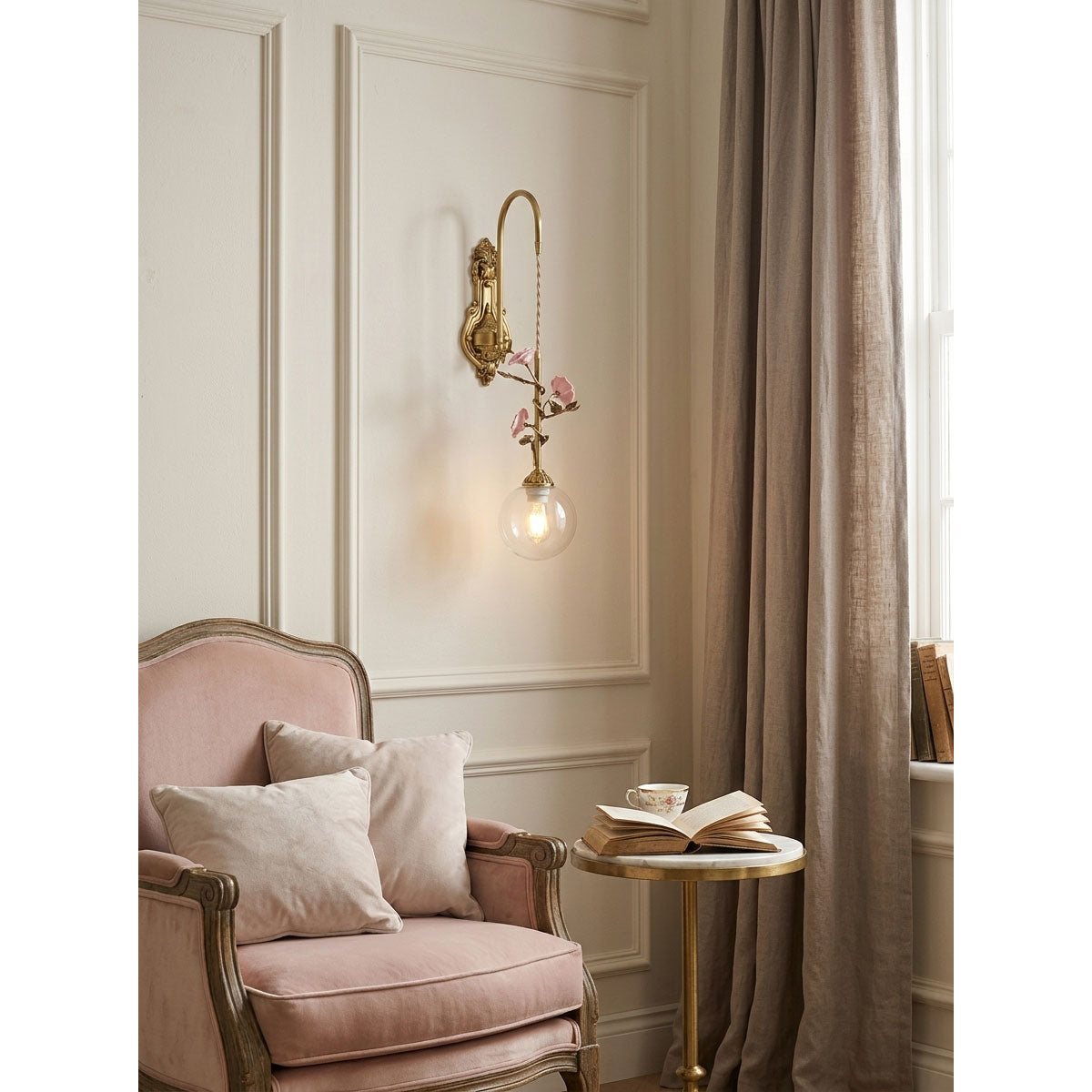 Evelyn Glass Rose Wall Sconce