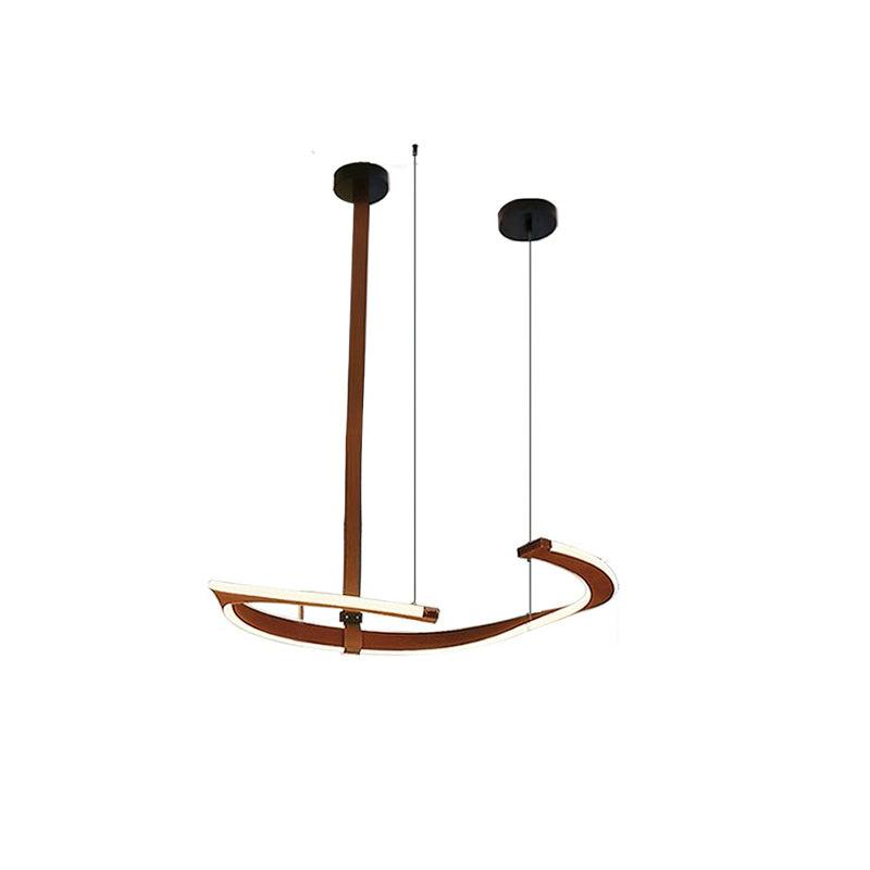 Finopi Chandelier Model B ∅ 24.8″ x H 39.3″ / Dia 63cm x H 100cm / Brown Leather & Black & White / Warm Light Chandelier