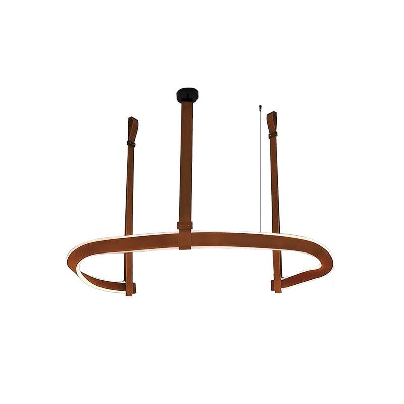 Finopi Chandelier Model C ∅ 35.0″ x H 31.5″ / Dia 89cm x H 80cm / Brown Leather & Black & White / Warm Light Chandelier
