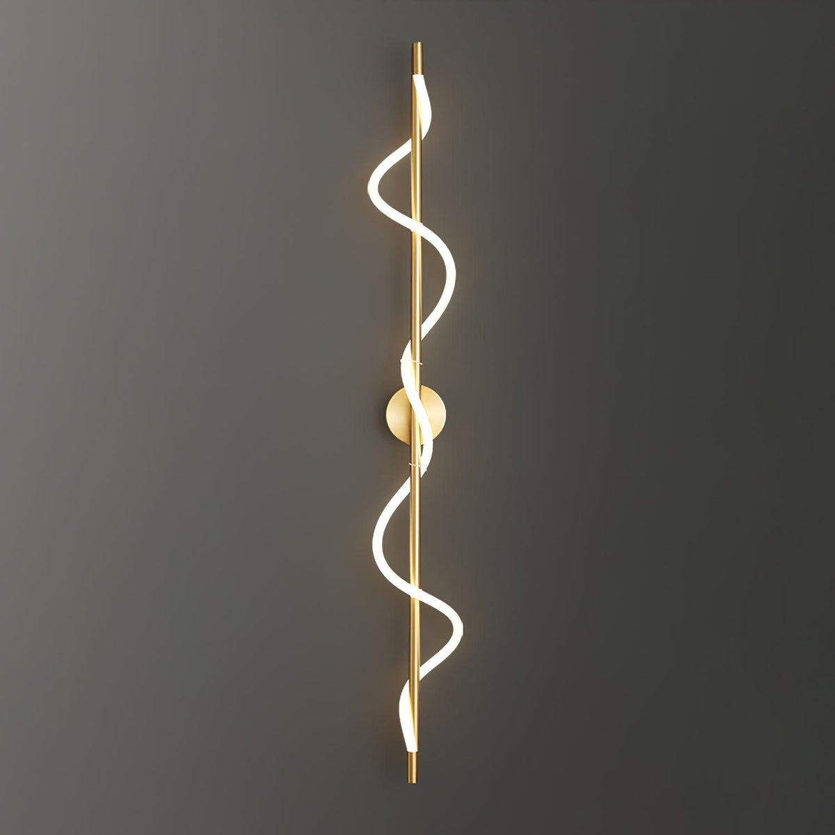 Flexible Linear Curve Wall Lamp W 9.8″ x H 47.2″ / W 25cm x H 120cm / Brass & White / Remote Control Dimmer Wall lamp
