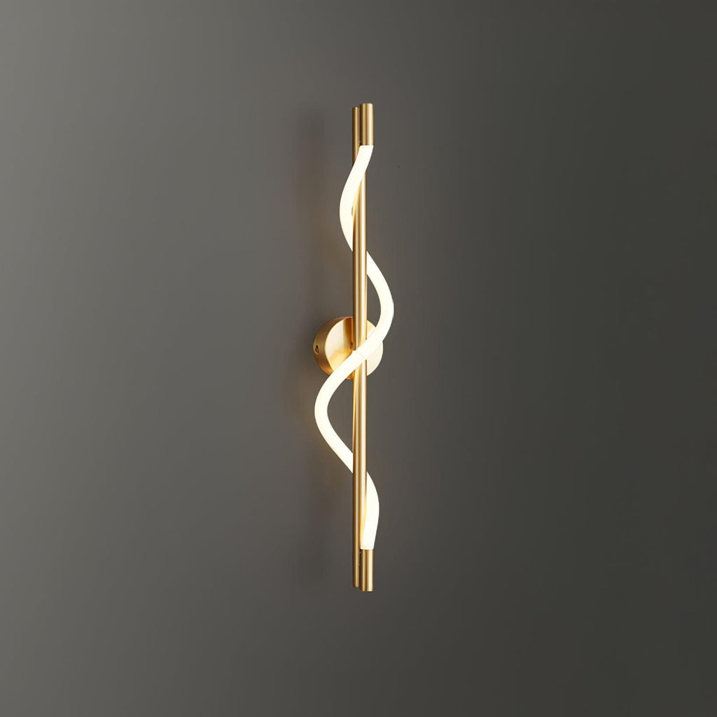 Flexible Linear Curve Wall Lamp W 9.8″ x H 23.6″ / W 25cm x H 60cm / Brass & White / Remote Control Dimmer Wall lamp