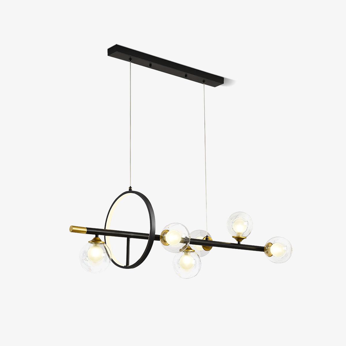Flora Chandelier L 47.2″ x H 11.8″ / L 120cm x H 30cm / Black & Transparent Chandelier