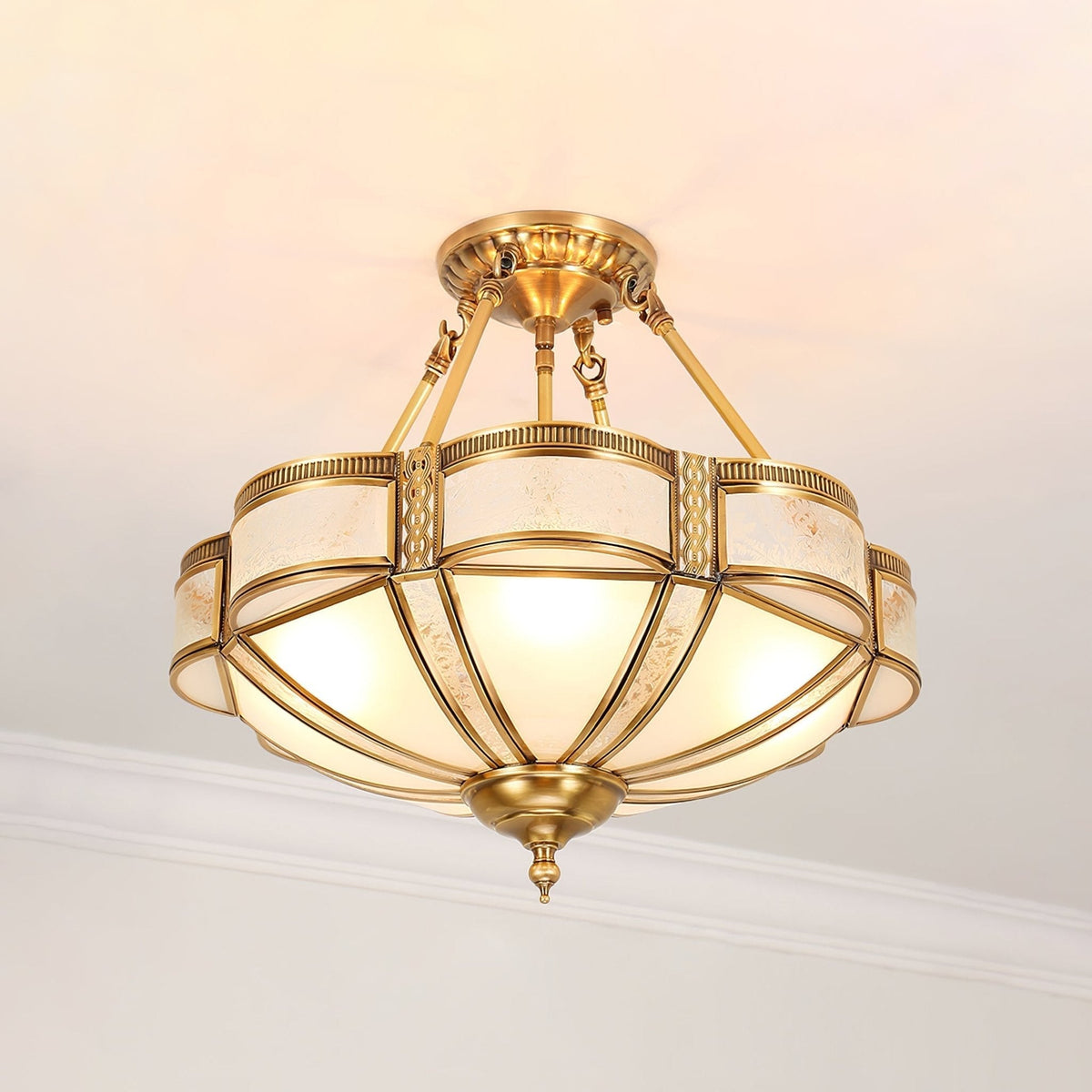 Floral Brass Ceiling Lamp Model B ∅ 17.7″ x H 6.9″ / Brass Floor lamp