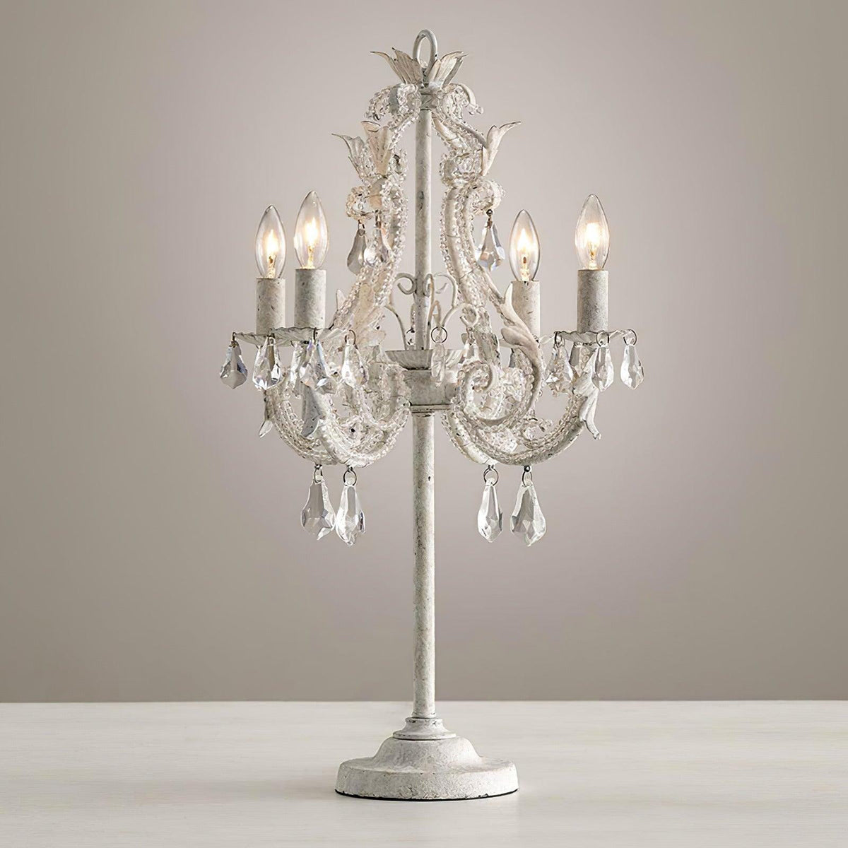 Candle Holder Table Lamp Φ 13.8″ x H 23.6″ / Dia 35cm x H 60cm / Old white / US plug Table lamp