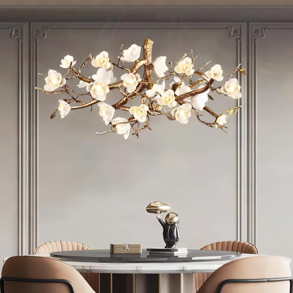 Flower Bloom Branch Brass Chandelier Chandelier