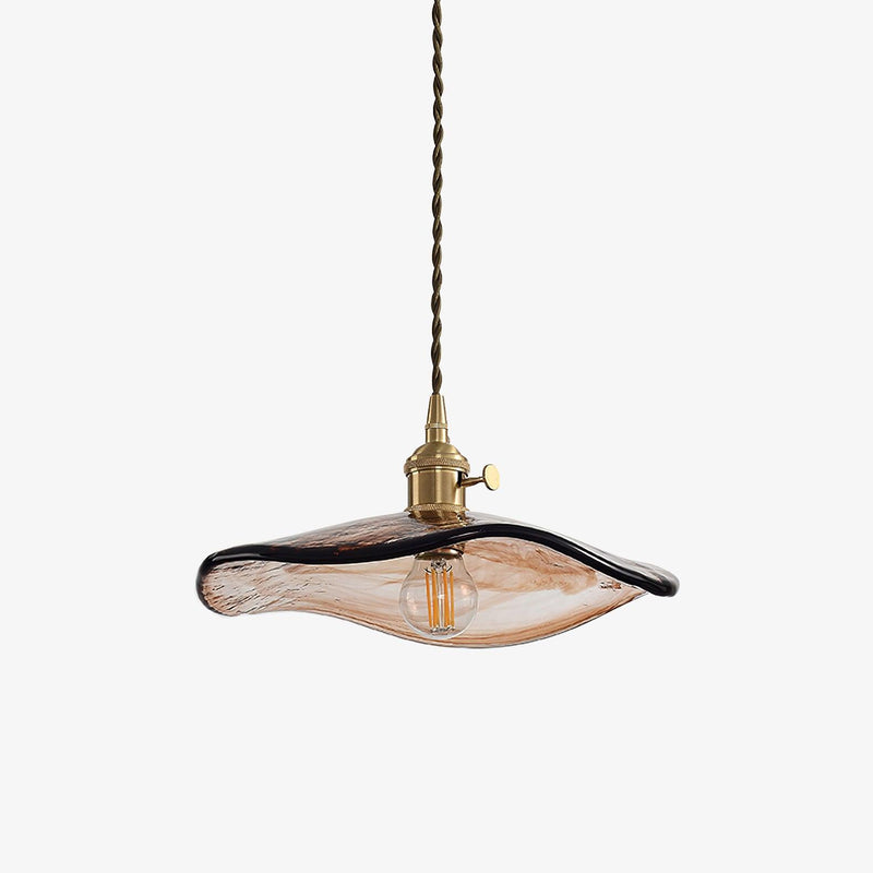 Flower Petal Glass Pendant Light ? 10.6″ x H 4.9″ / Dia 27cm x H 12.5cm / Brown Pendant light