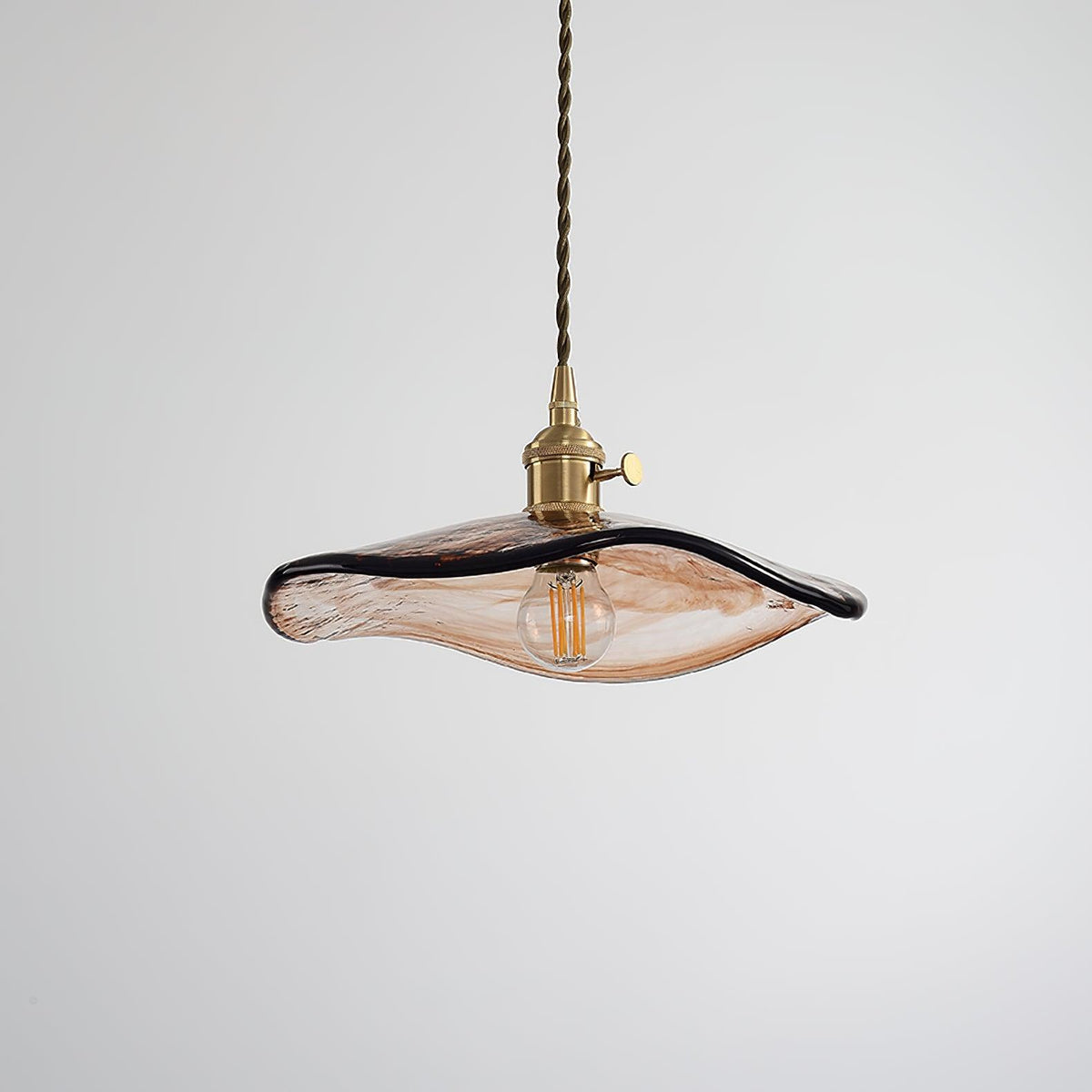 Flower Petal Glass Pendant Light ? 10.6″ x H 4.9″ / Dia 27cm x H 12.5cm / Brown Pendant light