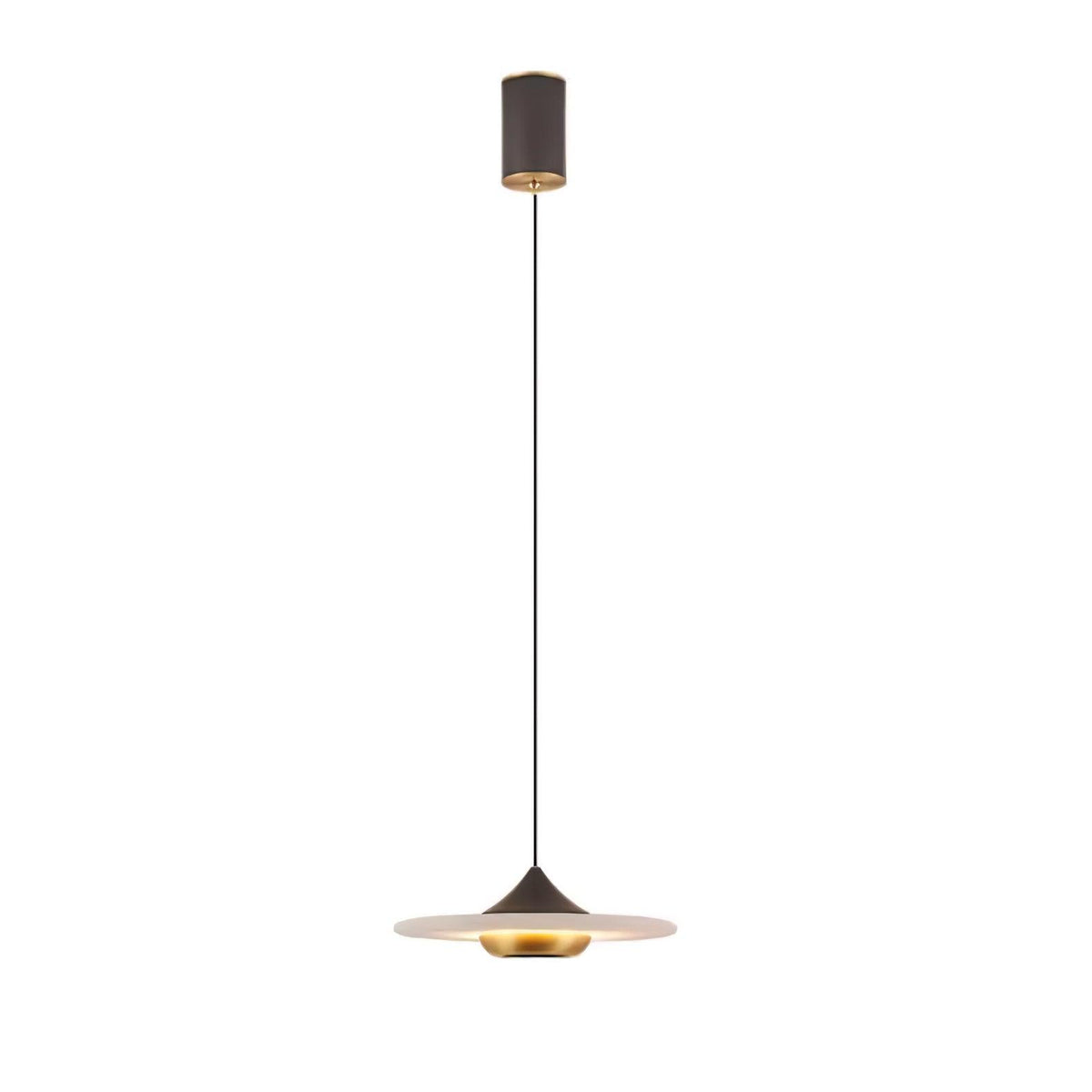 Flying Saucer Marble Pendant Lamp ∅ 9.8″ x H 3.1″ / Dia 25cm x H 8cm / Gold & Black & White marble / Warm Light Pendant
