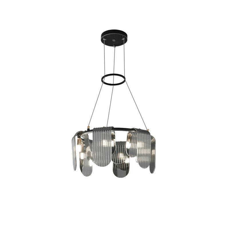 Folioles Brass Chandelier 6 lamps ∅ 19.7″ x H 8.3″ / Dia 50cm x H 21cm / Black & Smoke gray Chandelier